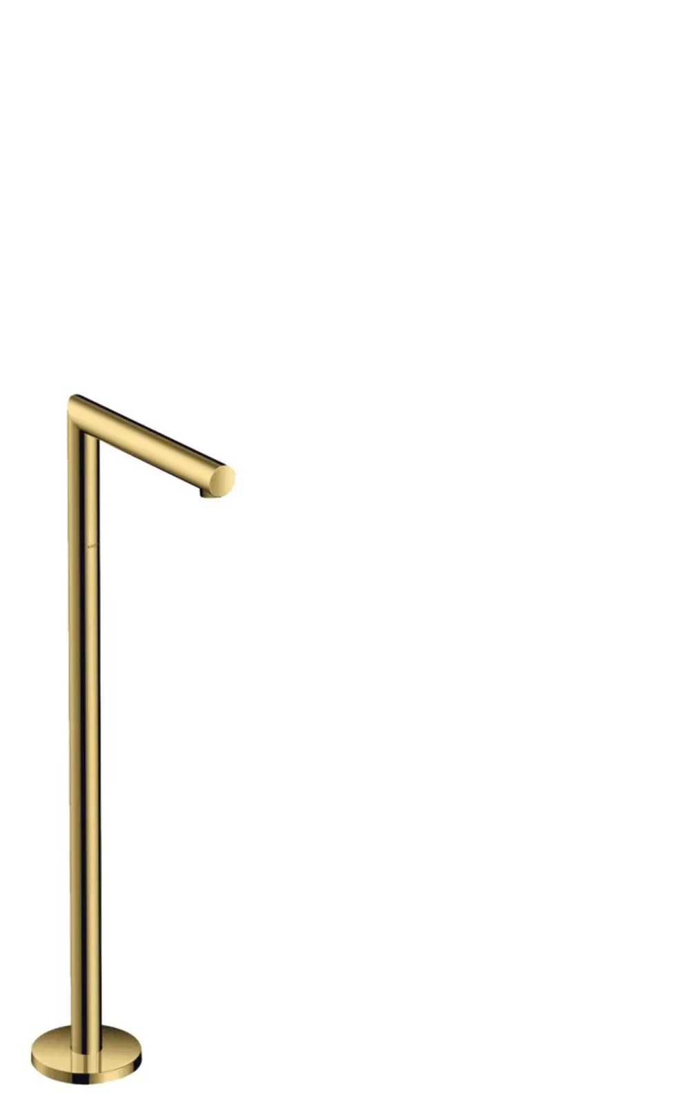 Bodenstehender, gerader Wanneneinlauf in Polished Gold Optic von AXOR. Der Einlauf hat eine minimalistische, moderne Form mit einem runden Auslass.